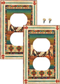 Decorative Outlet Covers Native American African Afro 1 Gang Duplex Light Switch Cover Plate Unique Wall Plate Electrical Switch Plate Covers for Home Bedroom Decor（2 Pack）