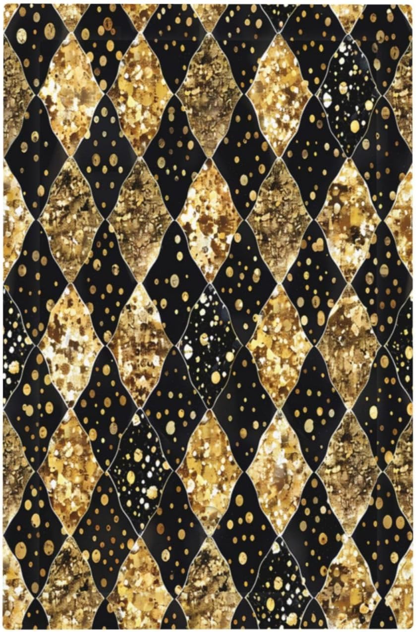 Gold Black Marble Geometric Plaid Glitter Light Switch Cover Plate 1 Gang No Device Blank Decorative Switch Plate Electrical Wall Plates Faceplate for Bedroom Bathroom Decor