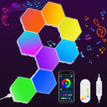 KORORO Hexagon LED Lights - 8 Pack Smart APP RGB Gaming Light with Remote Control & Music Sync Honeycomb Shape Hex Lights for Bedroom, Living Room Wall, Gaming Decor