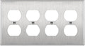 ENERLITES Duplex Receptacle Stainless Steel Wall Plate, Metal Corrosive Resistant Cover for Electrical Socket Receptacles, 4-Gang 4.50" x 8.19", 7724, 430 Stainless Steel, UL Listed, Silver