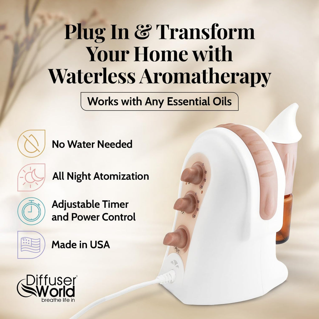 1000 Sq Ft Waterless Diffuser for Essential Oils, Made in USA Bronze Waterless Aroma Atomizer for Large Room Fragrance, Home Scent Machine, Air Aromatherapy Holiday