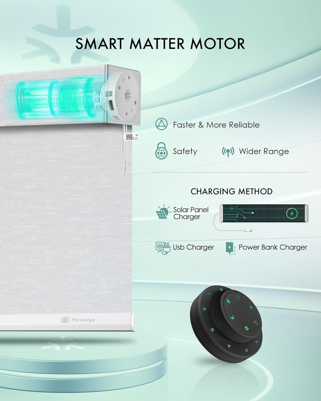Yoolax Smart Blinds, Motorized Matter Roller Shades Blackout Automatic Blinds for Windows Motorized Shades Compatible with Alexa, Google Home, Homekit(Blackout Jacquard White)