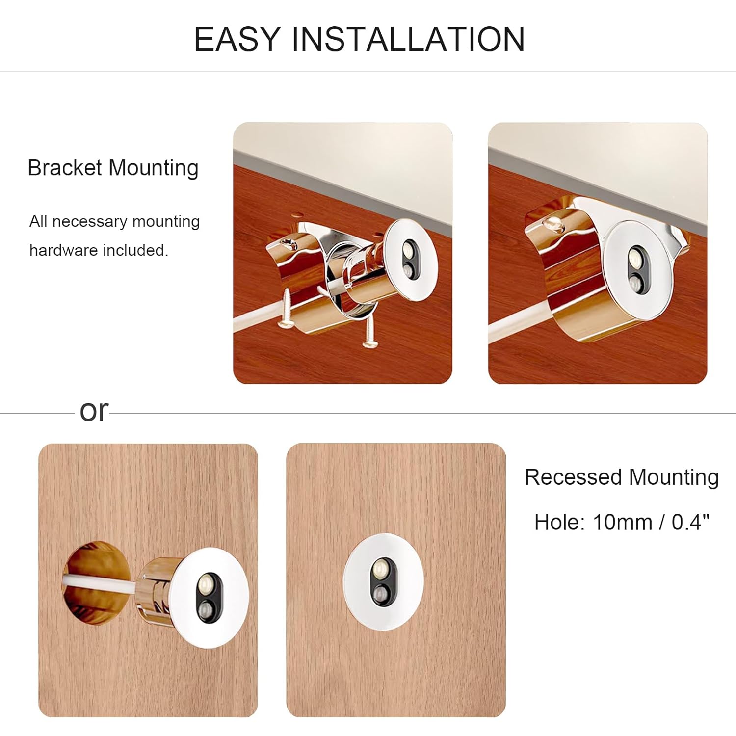 10mm 12V/24V Cabinet Door Activated Light Switch, Auto On/Off, Motion Sensor with 6ft Extension Cable for Closet Wardrobe (Single Sensor)