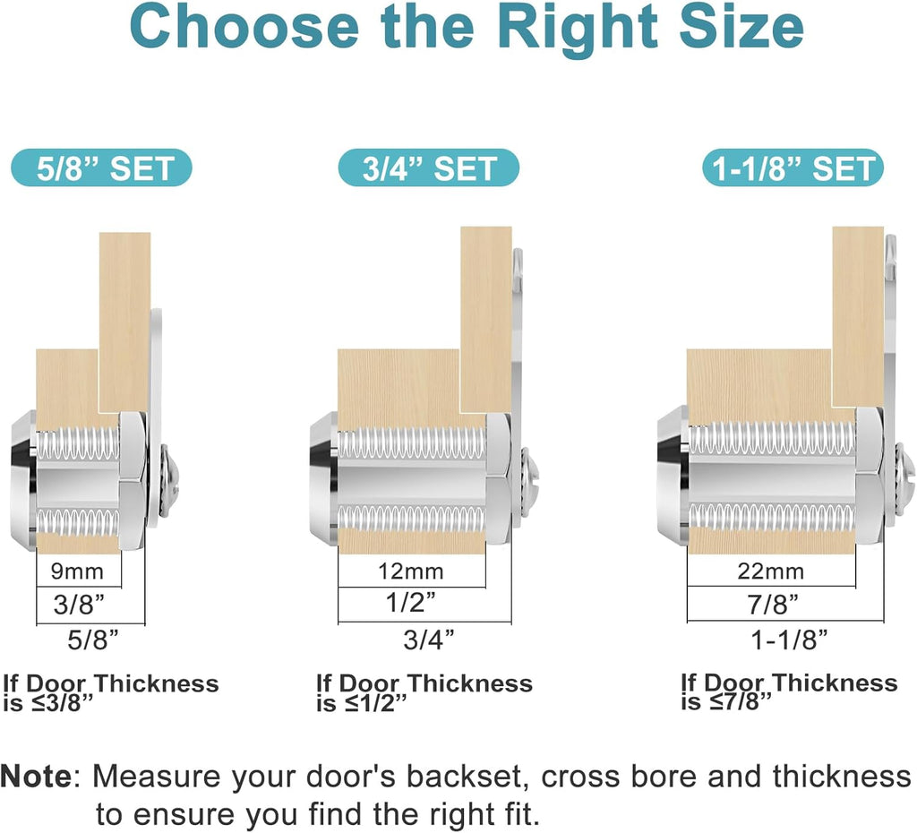 Cam Locks Keyed Alike, 3/4" Cabinet Locks with Keys Secure Files Drawers RV Storage Locks Replacement Set, Zinc Alloy (3/4 Inch 2Pcs)