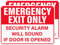 2 Pack Emergency Exit Only - Security Alarm Will Sound If Door Is Opened Sign 10 × 7 Inches Reflective Waterproof Aluminum Safety Signage with Pre-Drilled Holes for Workplace Warehouse