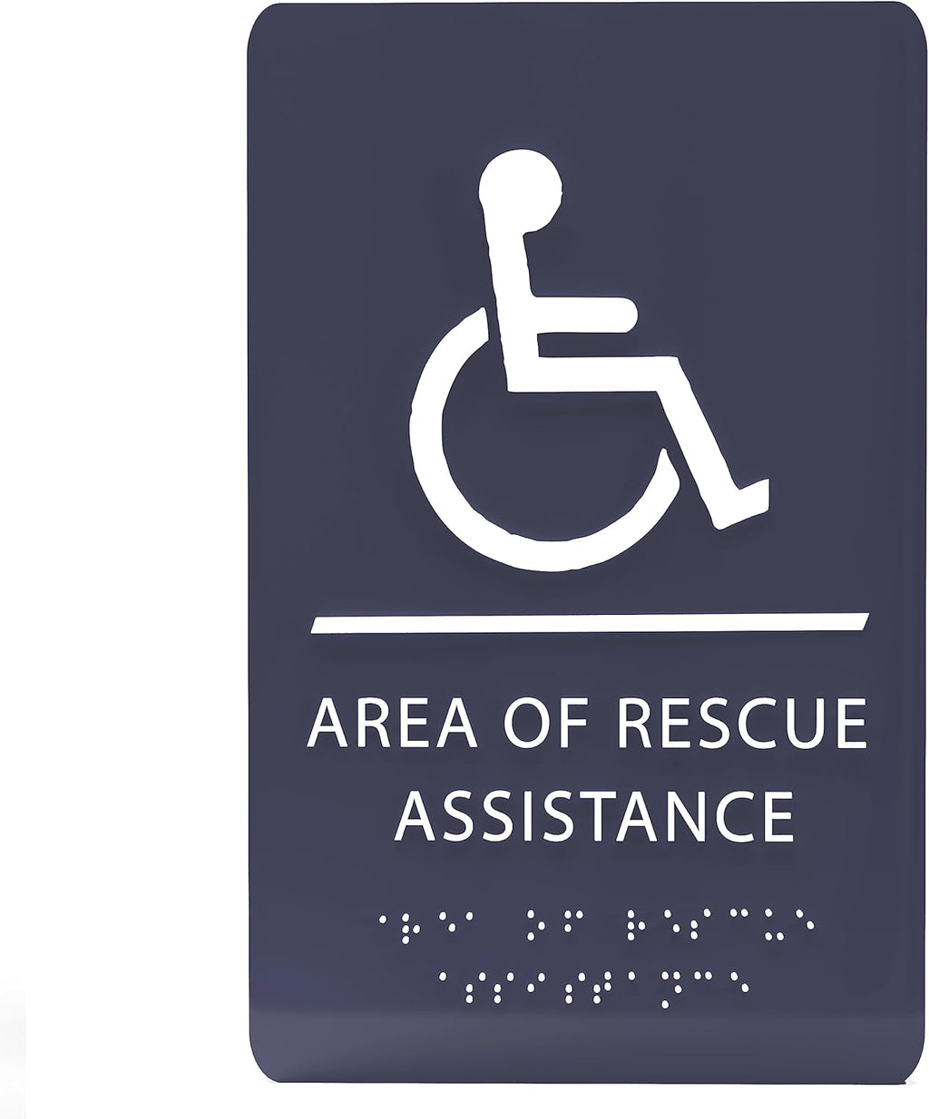6" X9" Area of Rescue Assistance Sign - ADA Compliant Tactile Graphics Grade 2 Braille Text Signs| Sign for Shopping Malls, Offices, Hotels, Schools, Apartments, and Restaurants