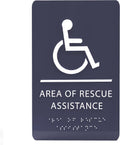 6" X9" Area of Rescue Assistance Sign - ADA Compliant Tactile Graphics Grade 2 Braille Text Signs| Sign for Shopping Malls, Offices, Hotels, Schools, Apartments, and Restaurants