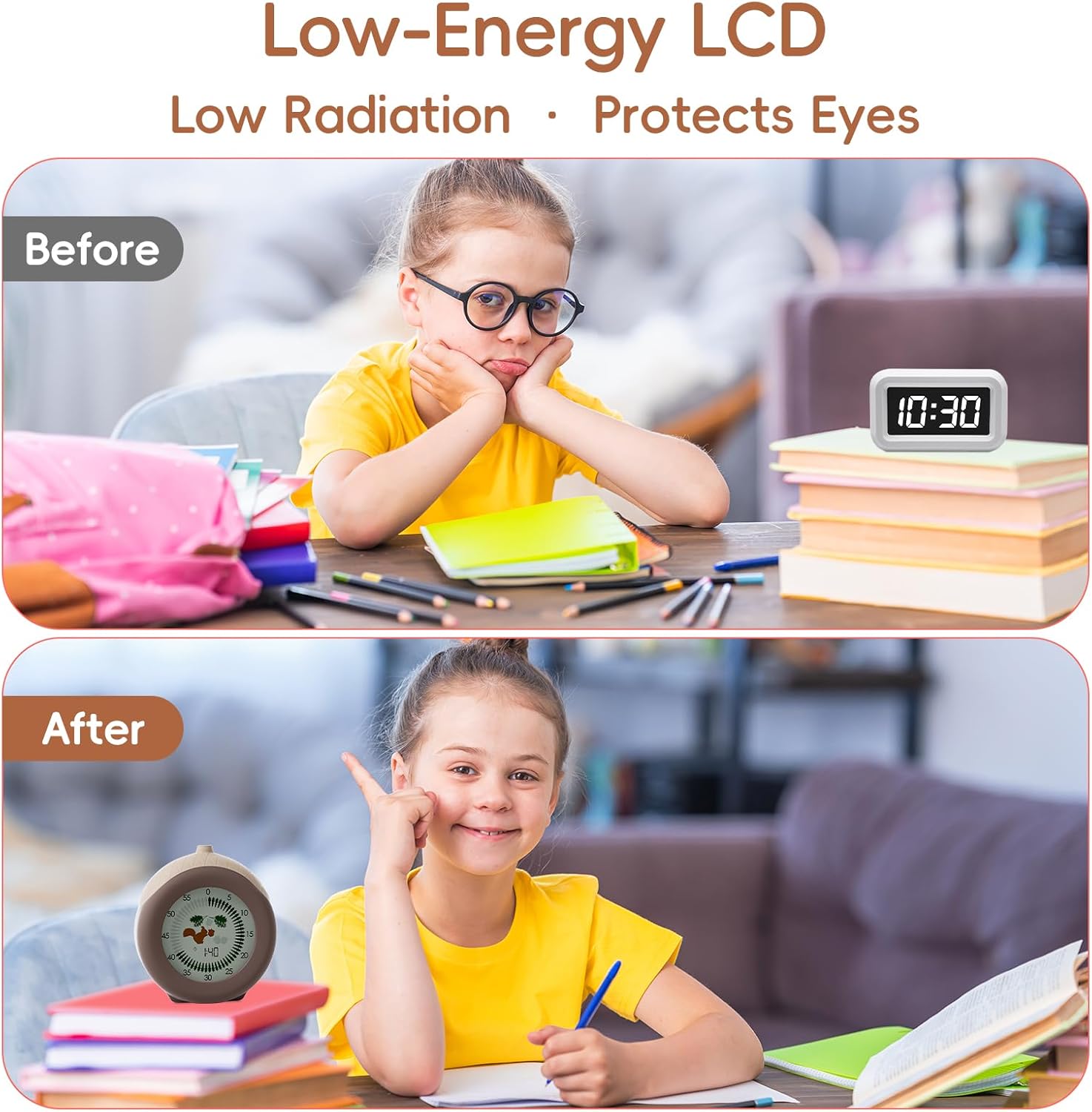 Visual Timer for Kids, 299-Minute Cute Kids Squirrel Timer with Eye-Protection Screen & Protective Case, Homeschool Supplies Study Teaching Time Management Tool