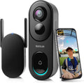 BOTSLAB Doorbell Camera Wireless, 5MP Video Doorbell, 180°Panoramic View, No Monthly Fee, 2.4 GHz WiFi, AI Motion Detection, VR Mode