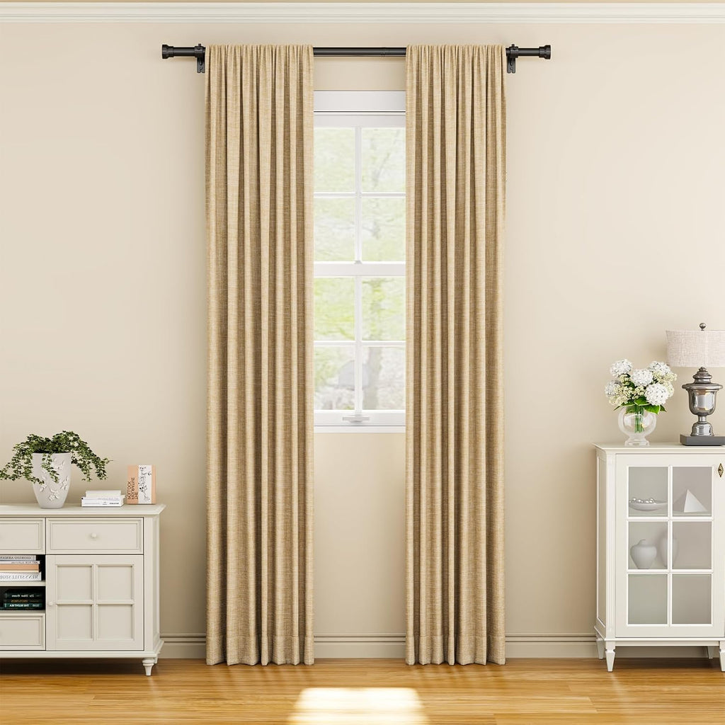 Yafex Curtain Rod 32-58 Inch, Heavy Duty 1 Inch Adjustable Curtain Rods for Windows, Black Short Window Treatment Rods, Modern Design, Easy Installation