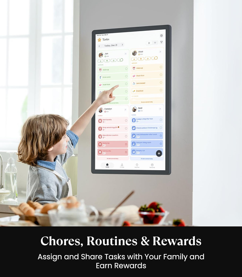 Cozyla Digital Calendar+ 2: 32 inch Wall Planner Touch Screen Chore Chart Customize Dashboard Smart Electronic Calendar for Family Schedules Meal Planner Support Any Google Play App Wall Mount Black