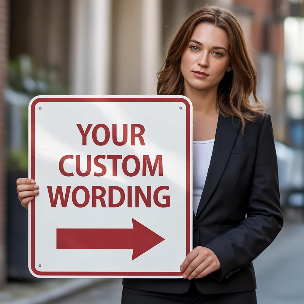 Custom Metal Left or Right Arrow Sign – 18x18 Inches Rust Free .040 Aluminum, Fade Resistant, Personalized Outdoor Sign for Business Workplace Office Home