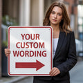 Custom Metal Left or Right Arrow Sign – 18x18 Inches Rust Free .040 Aluminum, Fade Resistant, Personalized Outdoor Sign for Business Workplace Office Home