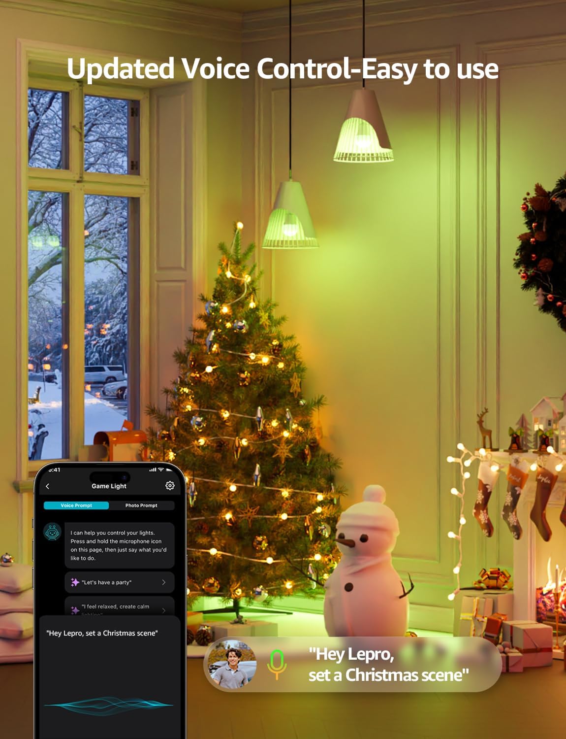 Lepro B2 AI Smart Light Bulbs - 1100LM WiFi & Bluetooth RGBWW Color Changing LED Bulb, Works with Alexa & Google Assistant, Personalized Al Lighting Designer, AI Voice Control, 2.4GHz Only, 2 Pack