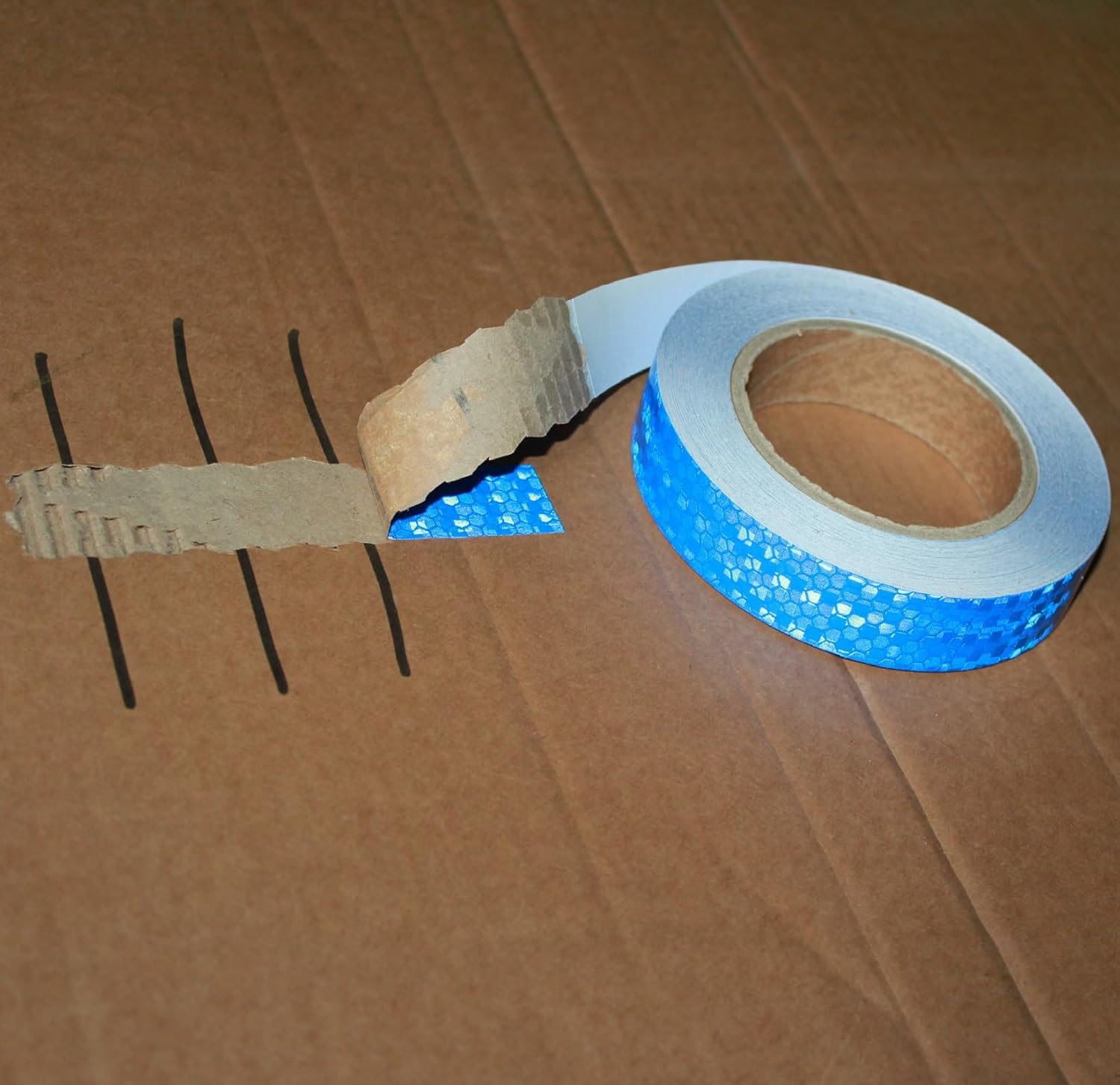 Reflective Tape Blue 1 inch, Outdoor Waterproof High Visibility Warning Industrial Marking Tape, Safety Stickers (68 feet)