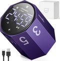 MIAOKE Pomodoro Timer-Aluminum Alloy Frosted Metal LED Large Screen Digital Automatically Rotated Display, Focus Efficient Management on Work and Study,Office, Living Room-Purple