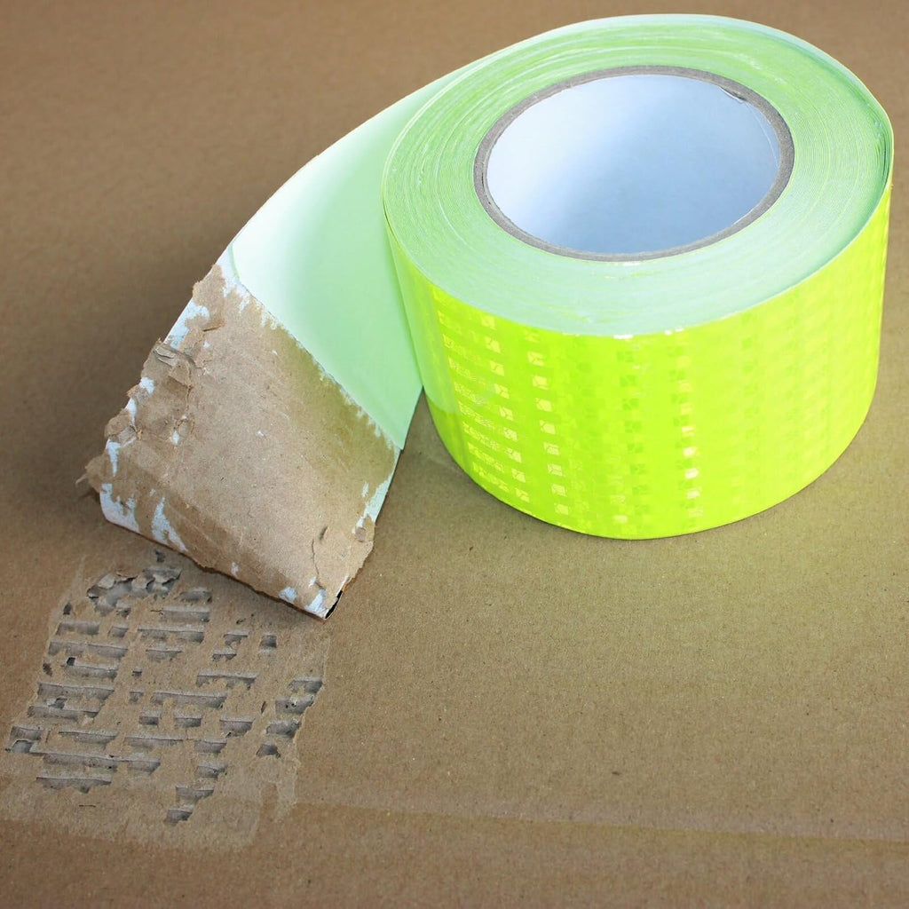 Fluorescent Green Reflective Tape Outdoor Waterproof 3 inch Wide, High Visibility Warning Industrial Marking Tape, Safety Stickers (168 feet)