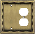 Henne Bery Sunken Pearls Heavy Duty Decorative Wall Plate Switch Plate Outlet Cover (Blank/Duplex, Antique Brass)