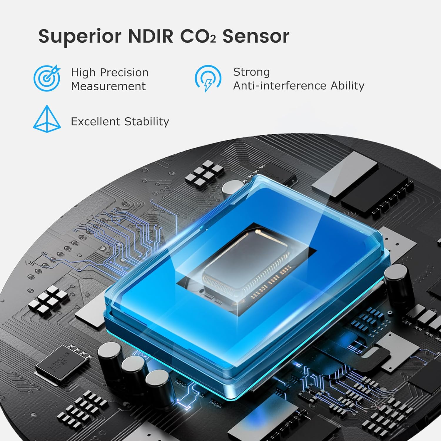INKBIRDPLUS Portable CO2 Detector, Mini Indoor CO2 Monitor, NDIR Sensor with Full Color LCD, for Home, Office, Travel (PTH-10C)