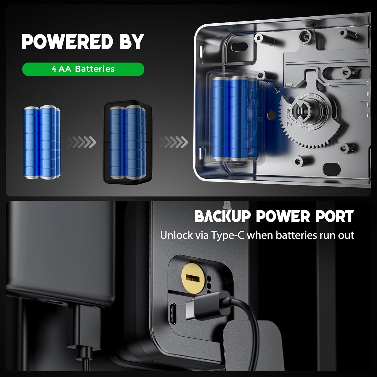 Smart Gate Lock, Electronic Gate Locks for Outdoor Fence, Keyless Smart Rim Lock, Electric Sided Keypad Locks with App Control, IC Card, Keys, Anti-Peep Touchscreen, Perfect for Fence and Outdoor