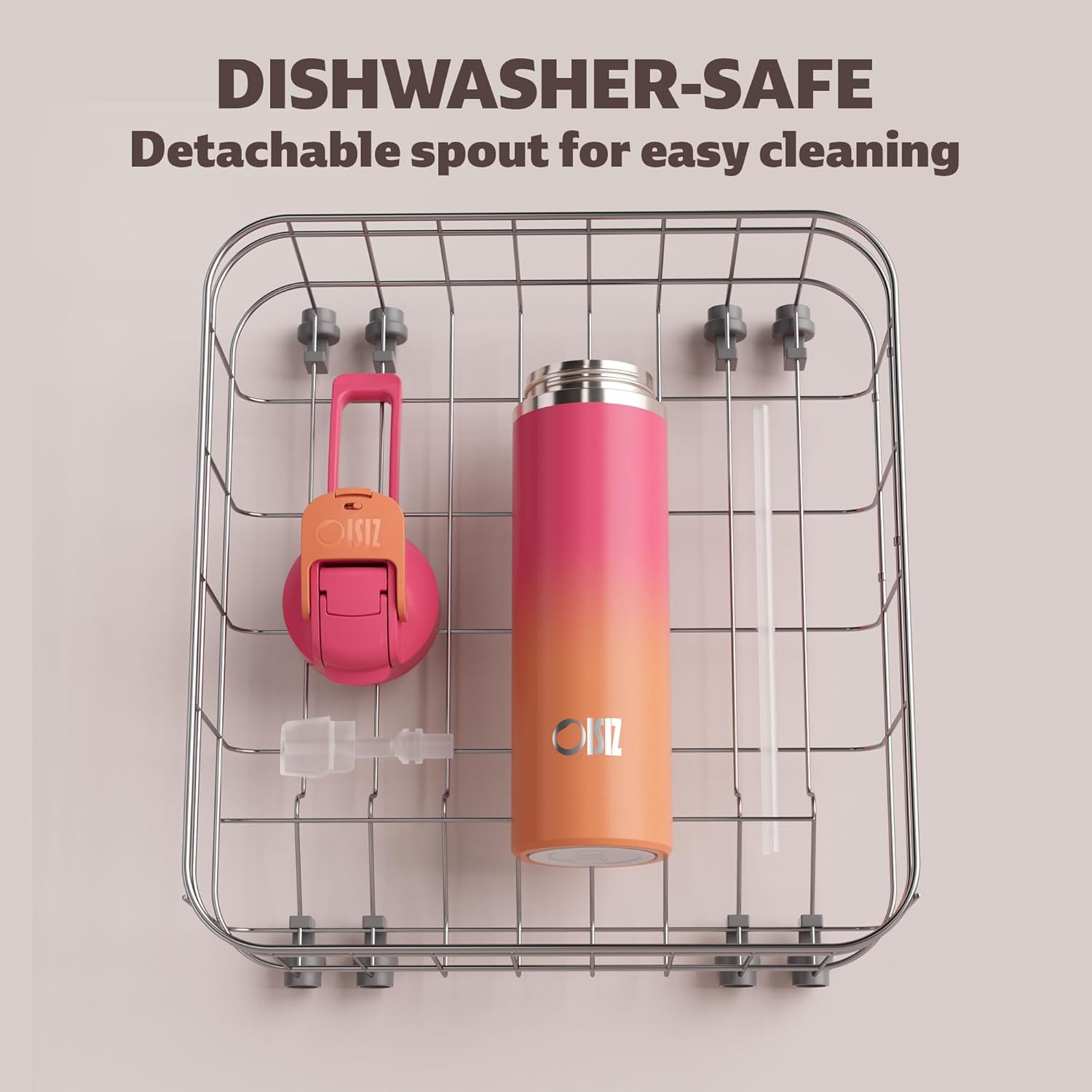 OISIZ Insulated Water Bottle 24 oz with 2 in 1 Spout and Straw Lid,One Click Safety Lock,100% Leakproof,Keep Cold 24H,Vacuum Stainless Steel Water Bottle for School,Travel and Sports,Dishwasher Safe