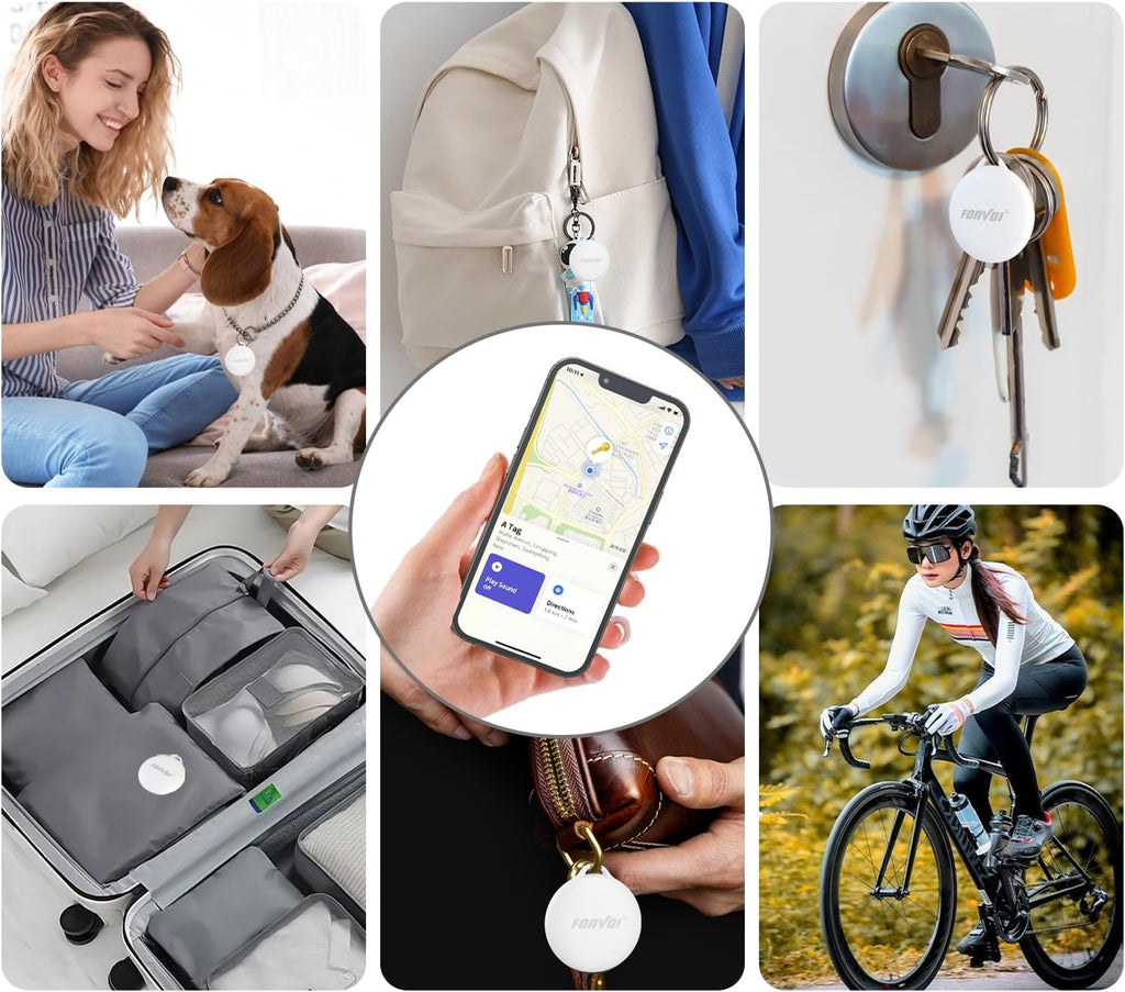 New [Apple MFi Certified] (iOS Only) Air Tags-4 Pack, Bluetooth Tracker for Apple Find My, Replaceable Battery, Key Finder and Item Locator Smart Tag for Keys, Bags, Luggage, Pets, Wallet