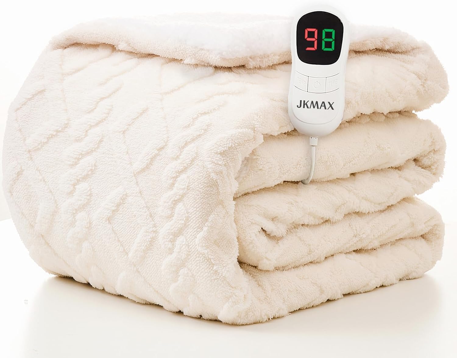 Heated Electric Blanket Full Size-72"x84" Heating Blanket with 10 Heating Levels & 5 Time Settings Over-Heat Protection，Winter Warmer for Adults with ETL Certification（Cream）