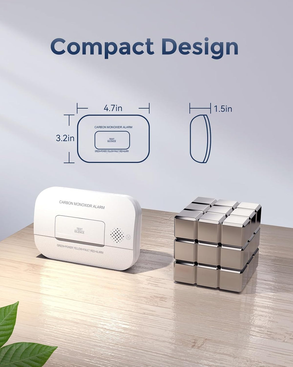 Ecoey Carbon Monoxide Detectors, 10-Year CO Detector with Human Alarm Sounds and Test Button, Carbon Monoxide Alarm with Electrochemical Technology and Low Battery Signal for Home, FJ127, 4 Packs
