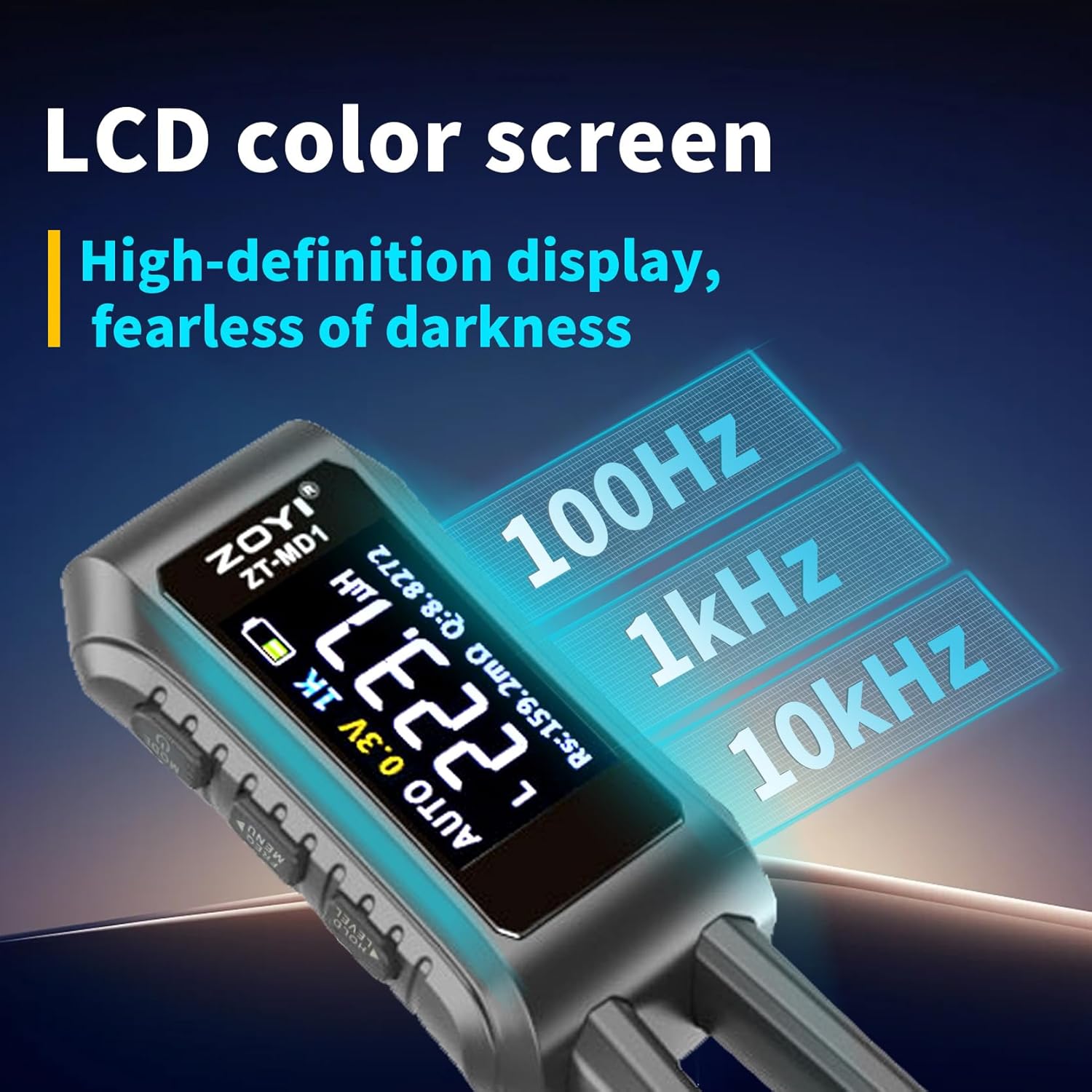 LCR Meter Zoyi MD1 Bridge SMD Test Clip with OLED Display, Auto Identification, 10mΩ-10MΩ Resistance, 1pF-20mF Capacitance, 1uH-60H Inductance, Lithium Battery Powered, Portable for Electronic Repairs
