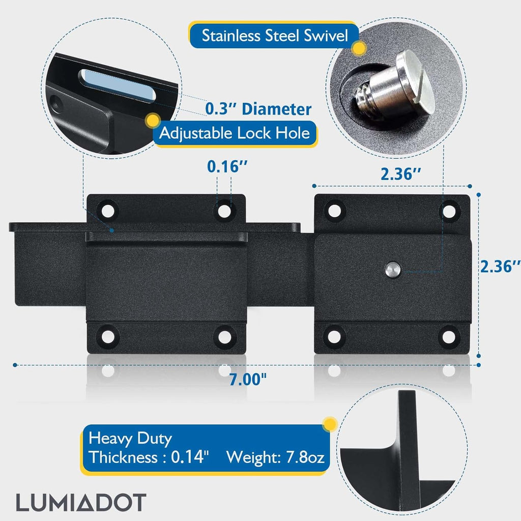 Flip Gate Latch Lock with Padlock Hole 3Pack, 3.5mm Heavy Duty Aluminum Alloy Adjustable Door Latch for Sliding Swing Open Gate, Outdoor, Wooden Fence, Barn, Shed, Garage, Yard