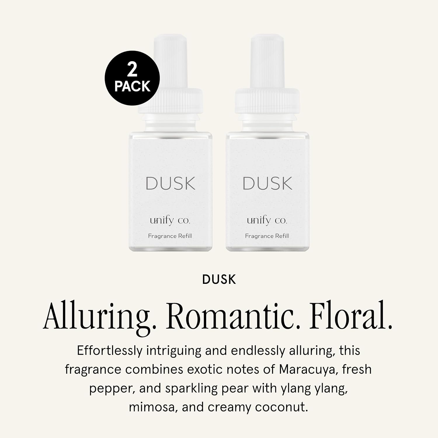 Pura & Unify Co. Home Scent Refill - Smart Home Air Diffuser - Up to 120-Hours of Luxury Fragrance per Refill - Home Essential - Clean & Safe Diffuser Fragrance - 2 Pack, Dusk