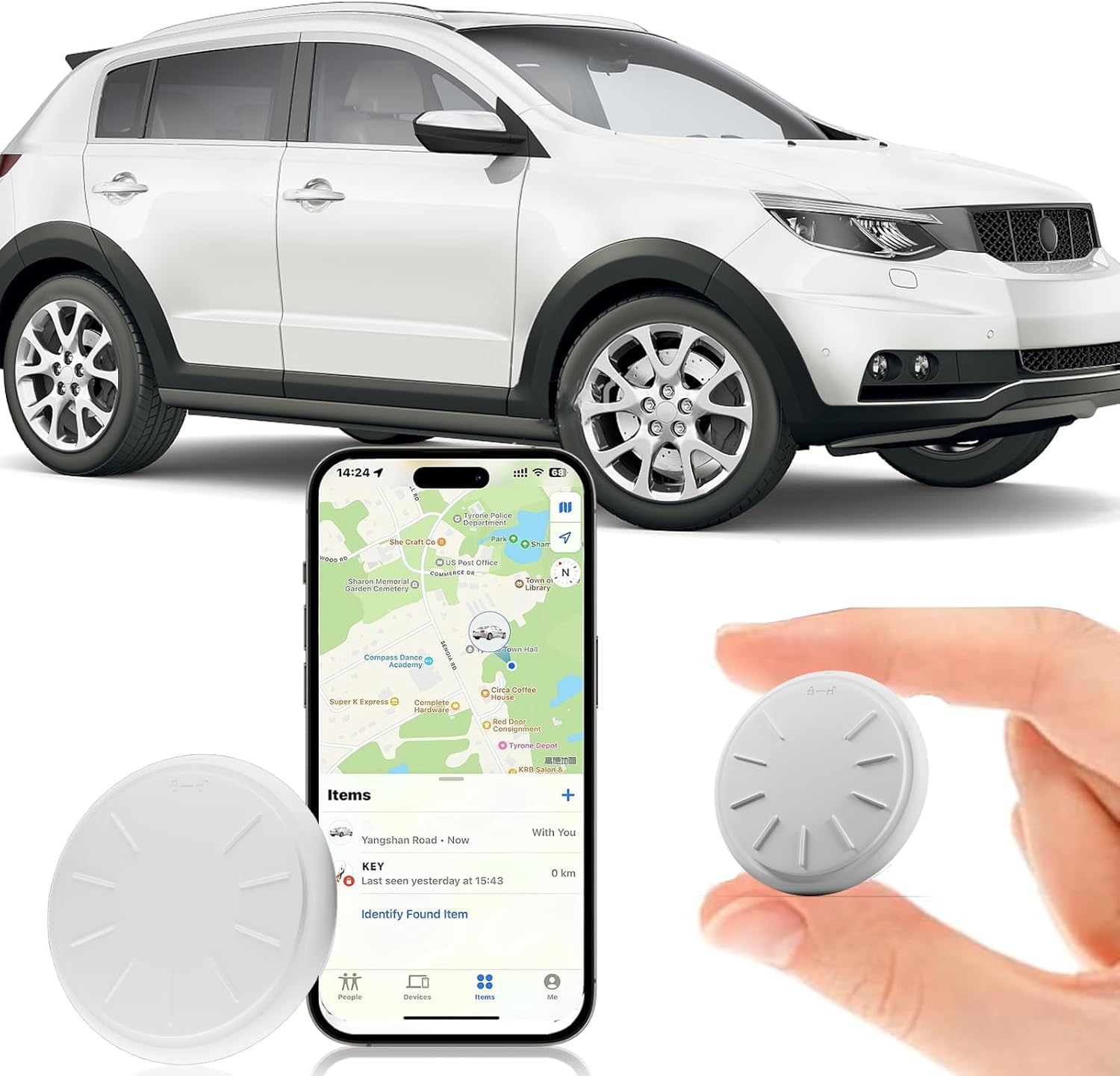 GPS Tracker for Vehicles, 1PCS Real Time GPS Tracker for Car Work with Find My (iOS Only),MINI Car Tracker Device Hidden,No Monthly Fee, Waterproof Car Tracker