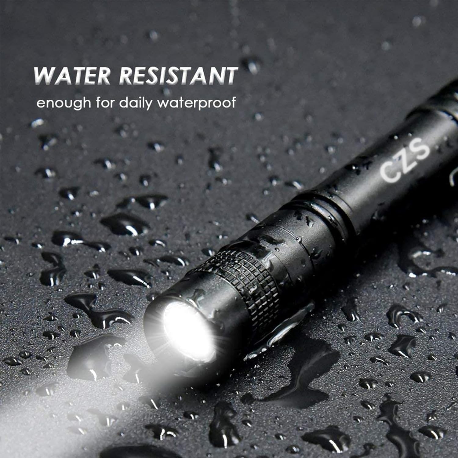 CZS Flashlight, 2 Pack Pen Light, Small Flashlights High Lumens, Battery-Powered LED Flashlight by 2AAA Battery, Waterproof Pocket Flashlights for Work, Emergency (Battery Not Included)