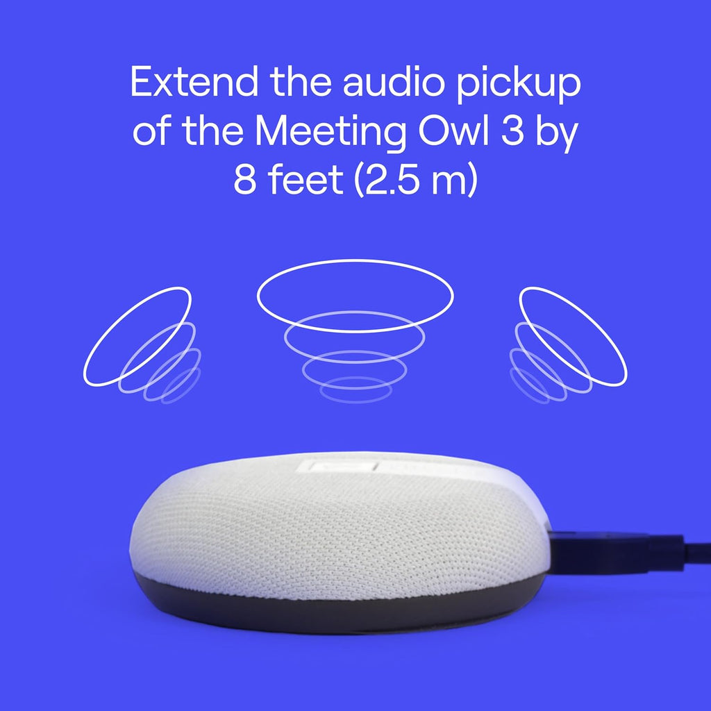Owl Labs Meeting Owl 3 and Expansion Mic for Meeting Owl 3 - Extend Audio Reach in Larger Spaces by 8 feet (2.5 Meters) in The Direction of The mic.