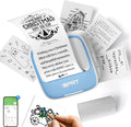 Mini Sticker Printer - S1 Portable Sticker Maker Machine with 1 Roll Sticker Paper, Bluetooth Print Pods Pocket Printer for Study Notes, Graphics, Students, Kids Gift, Free App, Blue