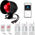 WiFi Alarm Home Security System, 120dB Alarm System with Motion Sensor and Remote Control, Wireless Alarm System for Shed Garage Alarm