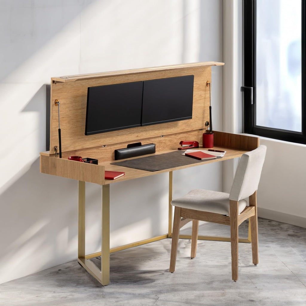 Transformer Table - Expandable Dining Table to Computer Desk, Work-from-Home Office Desk, Gaming Desk, Study Desk, Space-Saving Adjustable Furniture, Natural