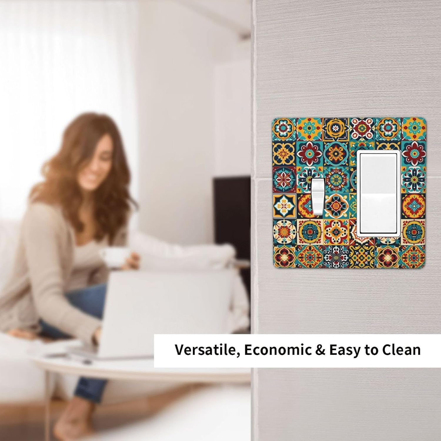 Outlet Covers Mexican Talavera Colorful Mosaic Tiles 1 Toggle 1 Rocker Combination Decorative Wall Plate Electrical Switch Plates Light Switch Cover Plate For Bathroom Kitchen Decor