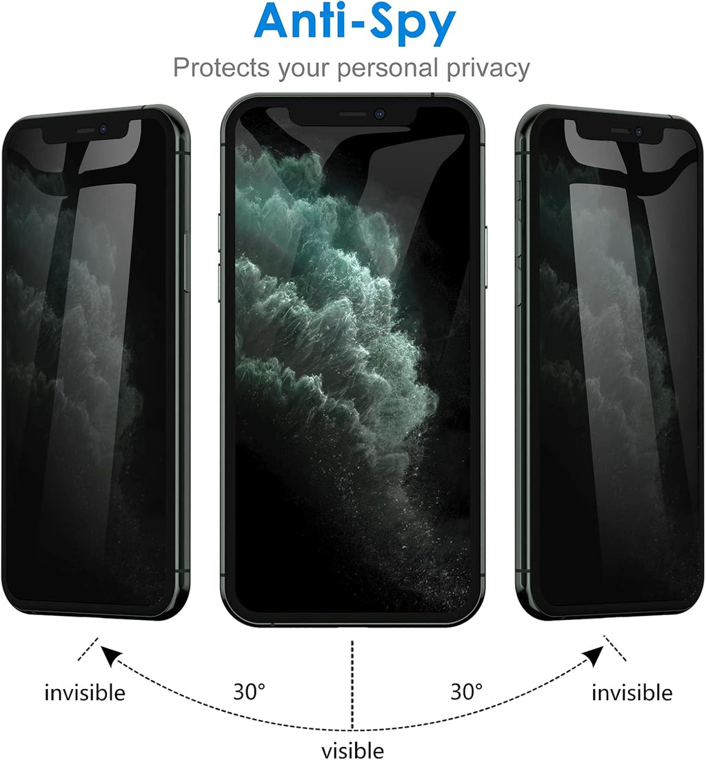 JETech Privacy Screen Protector for iPhone 11 Pro Max 6.5-Inch with Camera Lens Protector, Anti Spy Tempered Glass Film, 2-Pack Each