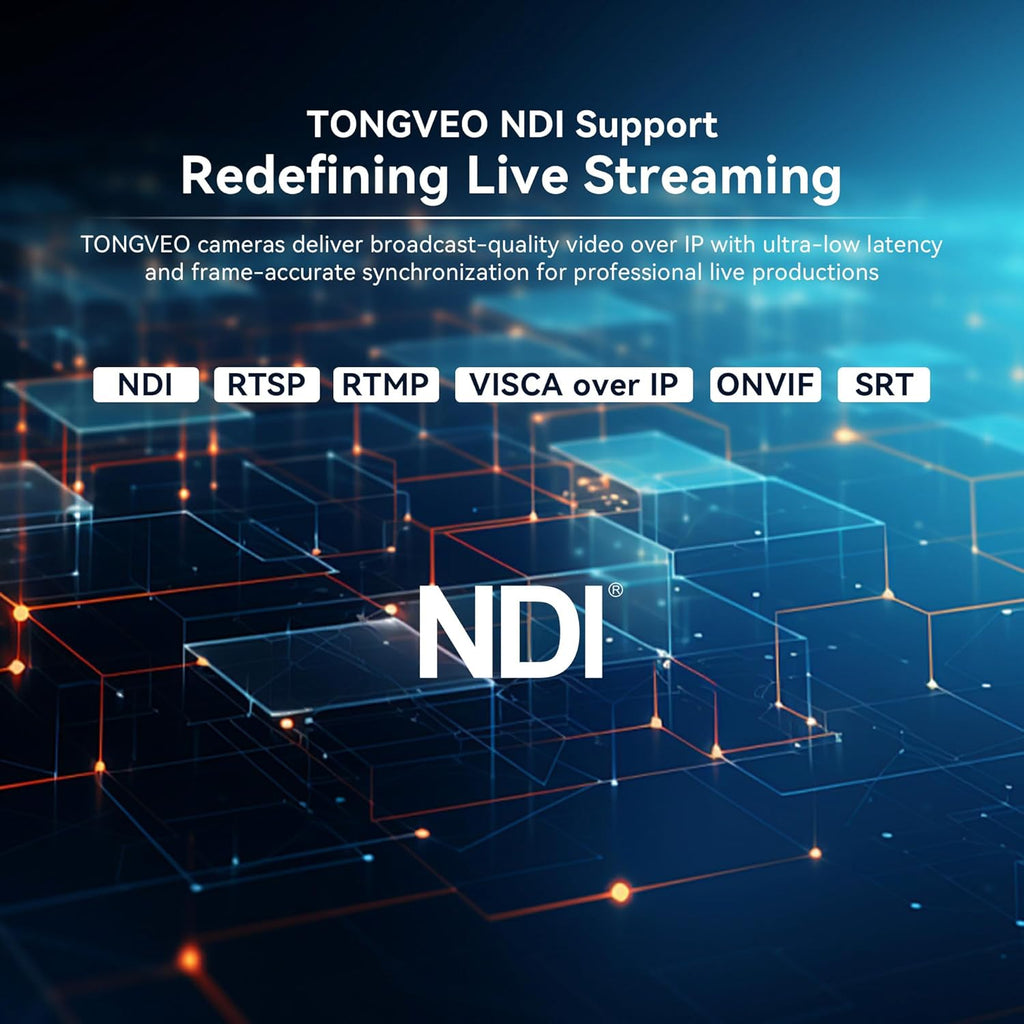TONGVEO 4K NDI PTZ Camera AI Auto-Tracking 20X Optical Zoom HDMI IP Live Streaming SDI USB3.0 PoE LAN Supports for Church Worship Event Video Conference YouTube OBS vMix Zoom Teams and More