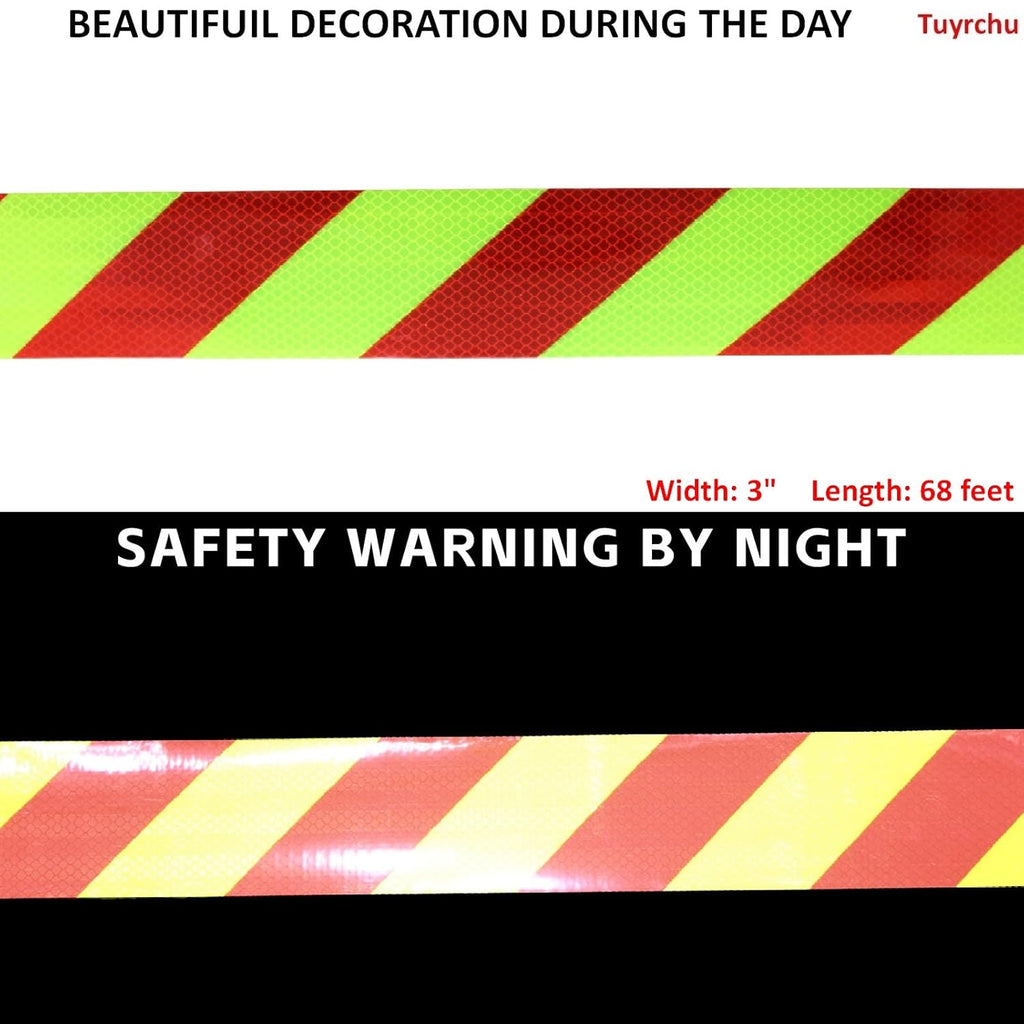 Non Fading Reflective Tape 3 inch Wide, Outdoor Waterproof High Visibility Warning Industrial Marking Tape, Safety Stickers (68 feet)