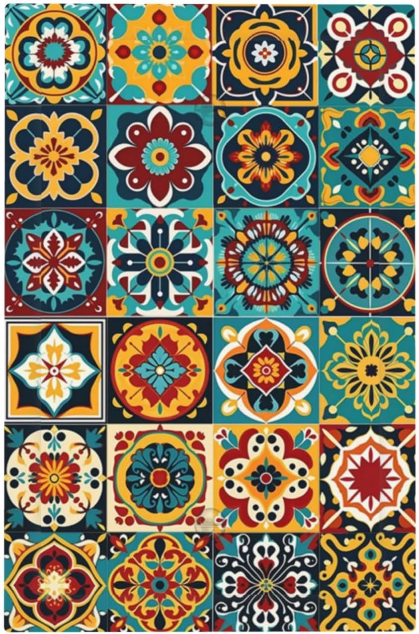 Light Switch Cover Plate Mexican Talavera Colorful Mosaic Tiles 1 Gang No Device Blank Electrical Wall Plates Faceplate Decorative Switch Plate For Bathroom Kitchen Decor