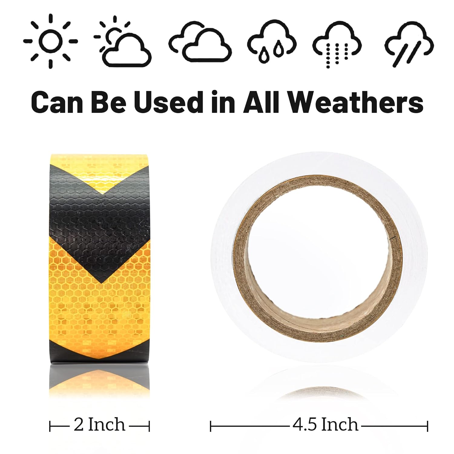 Arrow Reflective Tape 2 Inch x 33 FT Black Yellow Waterproof Caution Safety Tape Stickers Reflector Tape Conspicuity Outdoor Hazard Warning