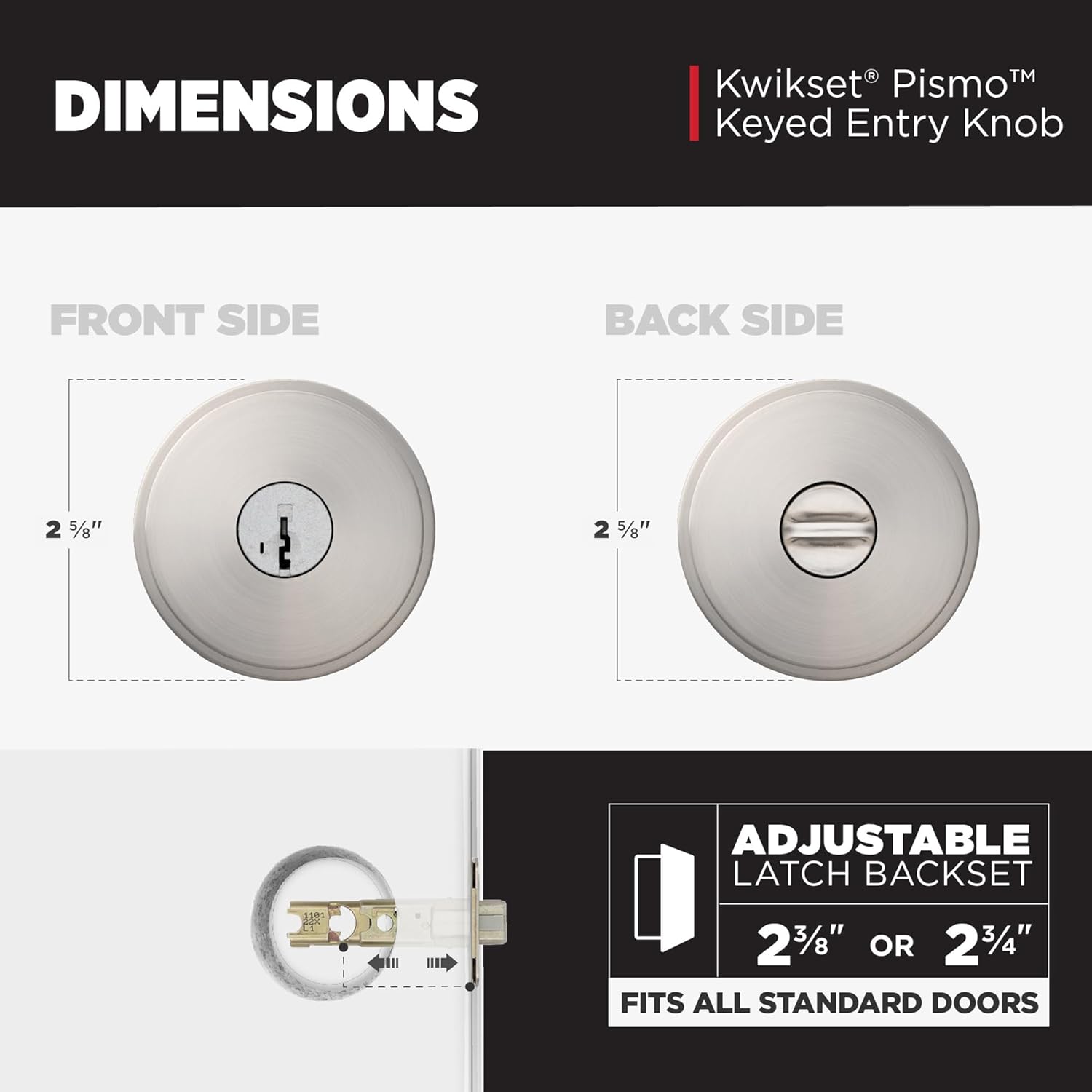 Kwikset Pismo Entry Door Knob with Lock and Key, Secure Keyed Handle Exterior, Front Entrance and Bedroom, Satin Nickel, 10 Pack, Pick Resistant SmartKey Rekey Security and Microban