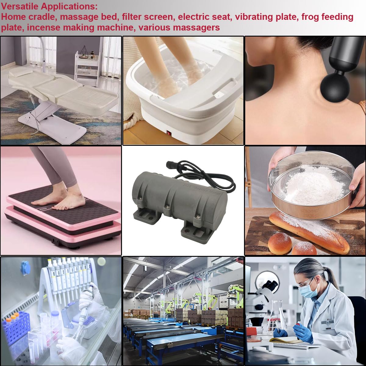 24V Vibration Motor, with 110V Adjustable Speed Power Adapter, 3800RPM, Rotary Speed for Massage Bed Vibration Alert Chair, Shaker Motor