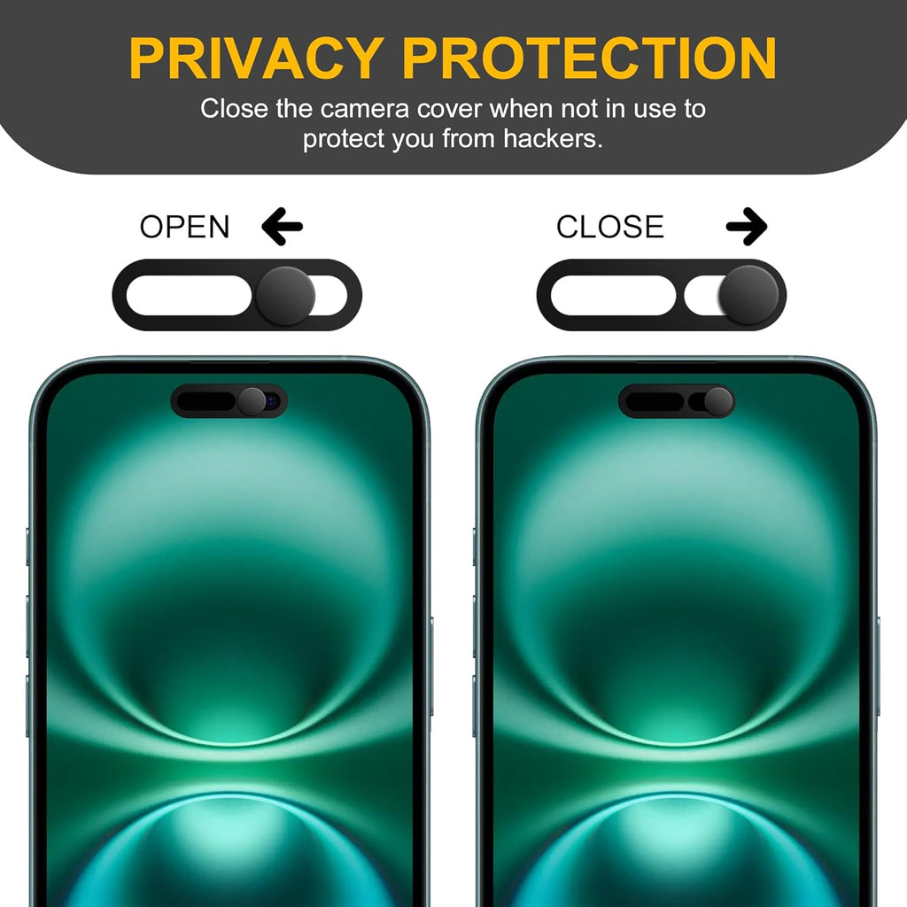 3 Pack Privacy Cover Compatible for iPhone 16/iPhone 16 Plus with 2 Front Camera Privacy Cover, Anti-Spy Camera Cover, Easy-Adhesive Design, Safeguard on iPhone 16/16 Plus,Black