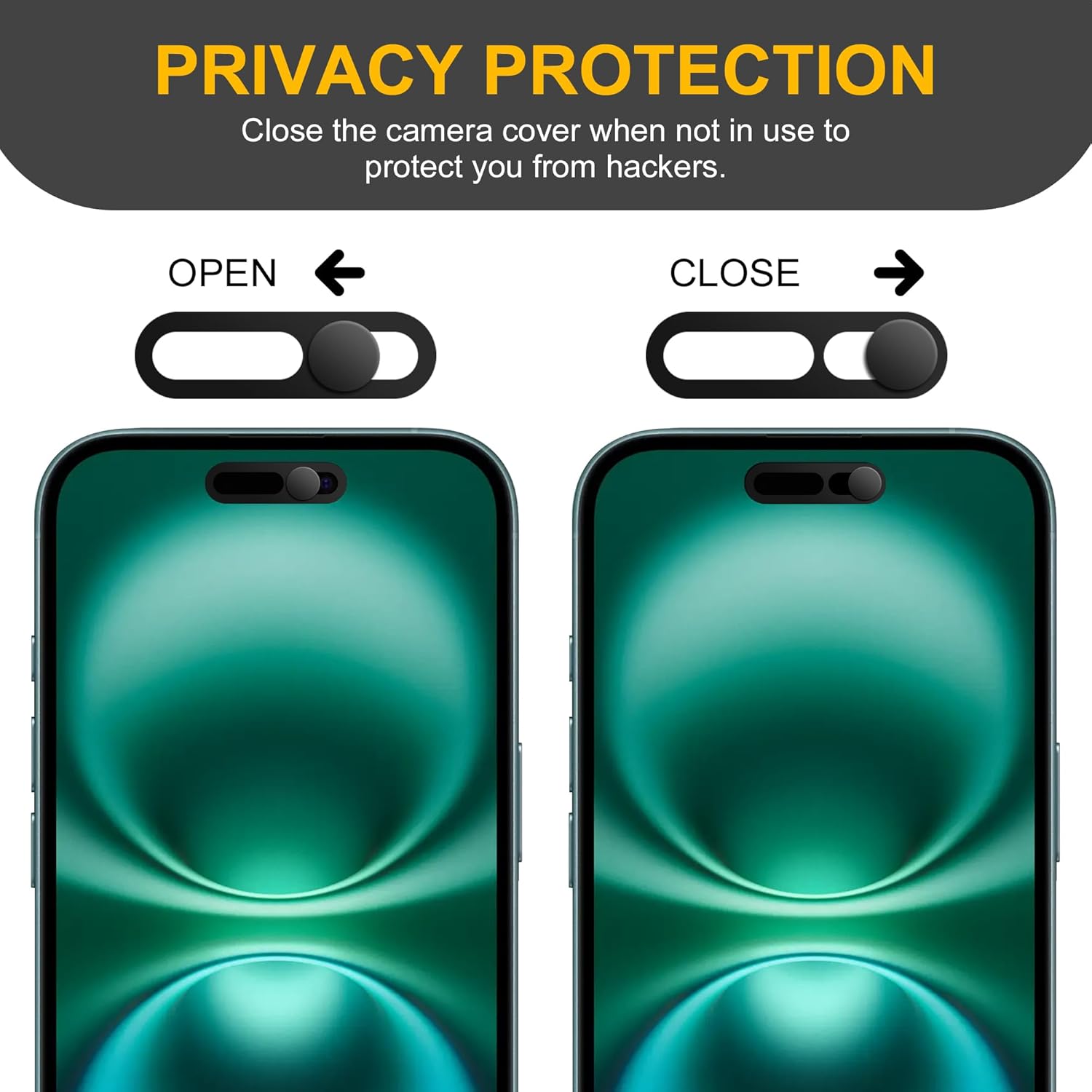 3 Pack Privacy Cover Compatible for iPhone 16/iPhone 16 Plus with 2 Front Camera Privacy Cover, Anti-Spy Camera Cover, Easy-Adhesive Design, Safeguard on iPhone 16/16 Plus,Black
