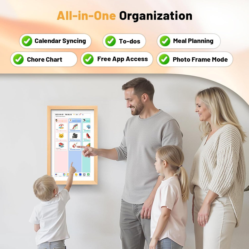 Digital Calendar 15.6" Digital Calendar&Chore Chart - 1080P Interactive Touchscreen Electronic Calendar for Family Schedules, 64GB WiFi Smart Organizer, Wall/Desk Mountable, 2025 Calendar-Wooden