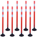 OrangeStar 8 Pack Delineator Post 48" Red Traffic Delineator Cones with Fixable Base for Road Safety, Parking Lots