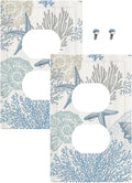 Decorative Outlet Covers Blue Starfish Coral Seaweed 1 Gang Duplex Light Switch Cover Plate Unique Wall Plate Electrical Switch Plate Covers for Bathroom Bedroom Decor（2 Pack）